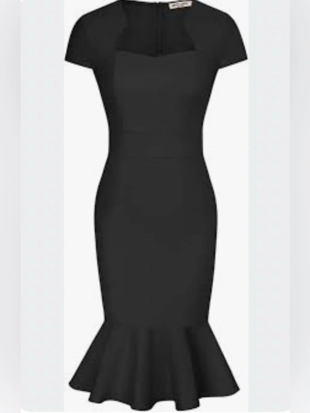 Grace Karin Vintage Black Cap Sleeve Sweetheart Neck Dress - Size Large